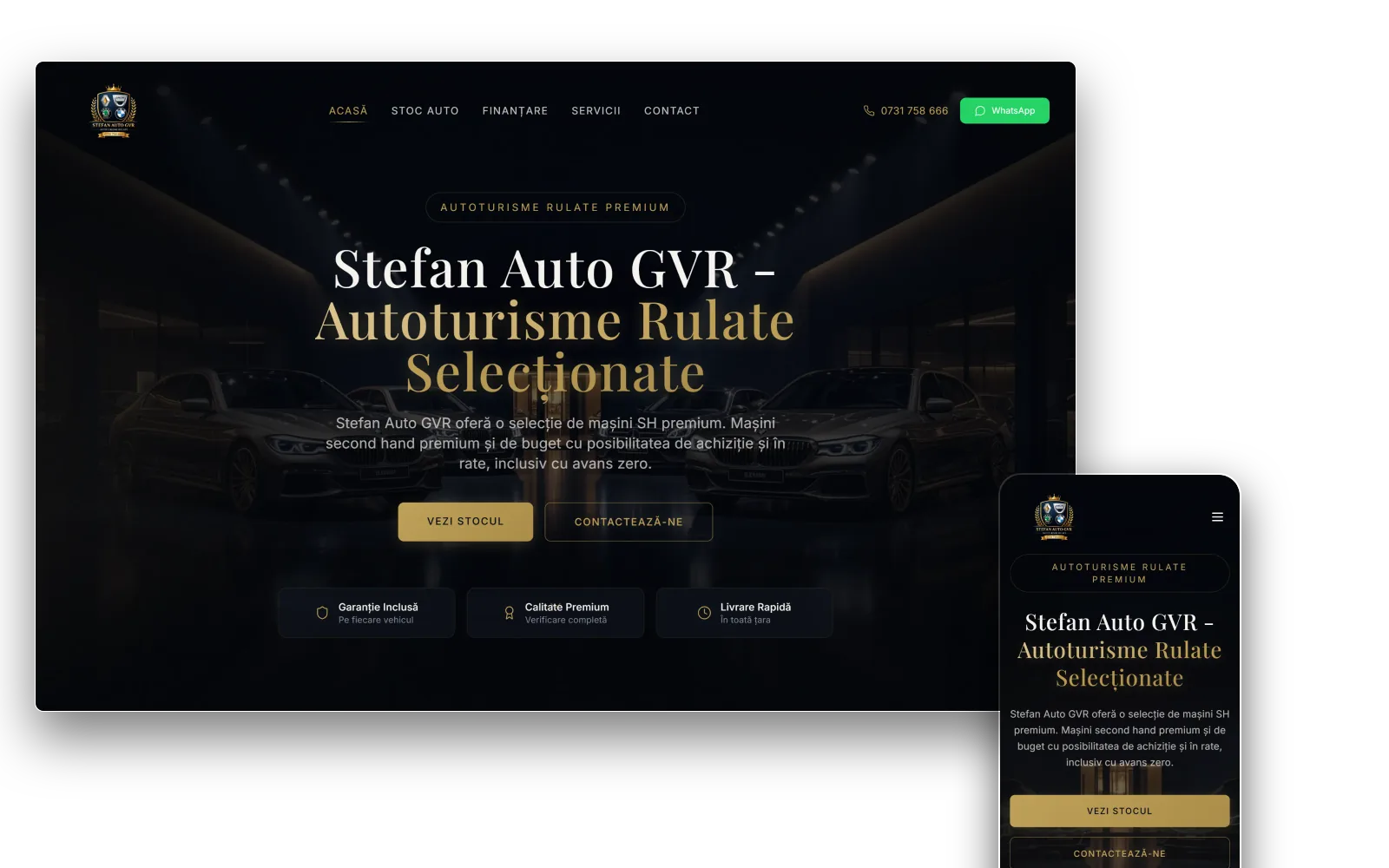 Site Stefan Auto GVR pe desktop și mobil