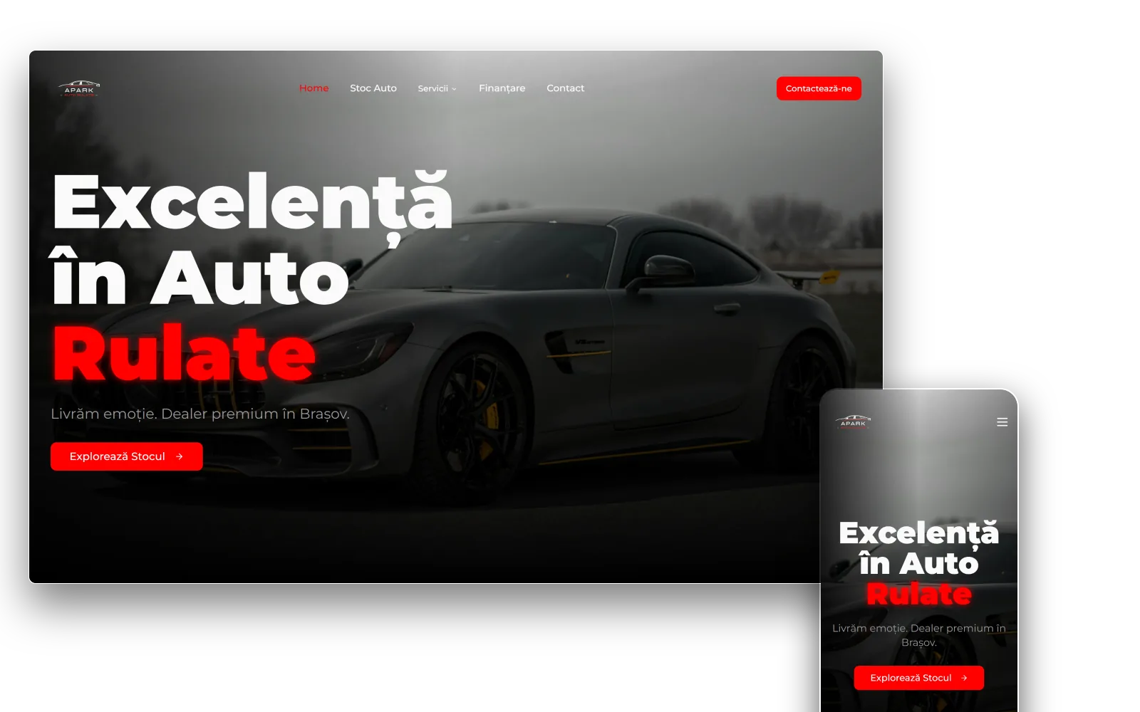 Site Apark Auto Rulate pe desktop și mobil