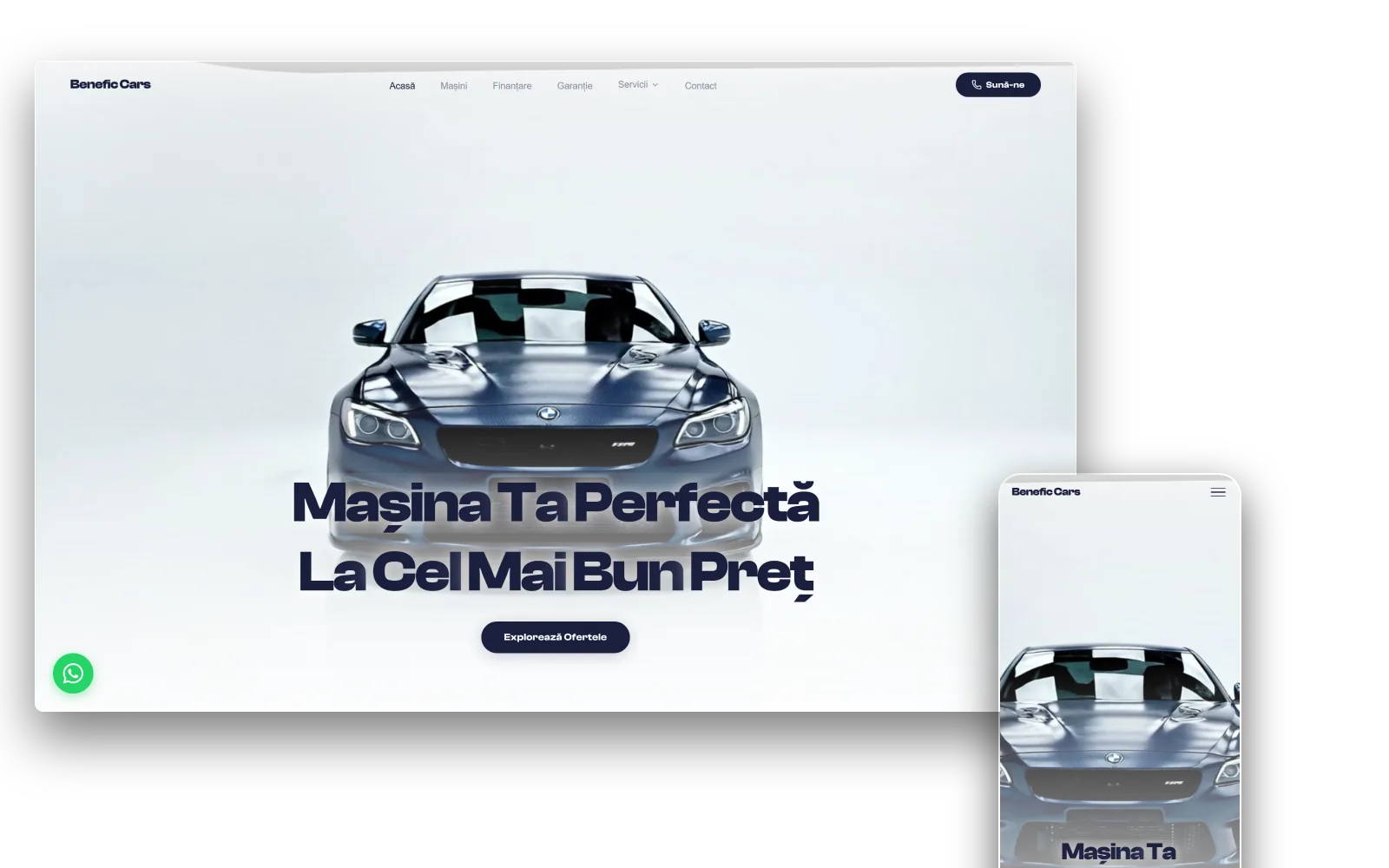 Site Benefic Car pe desktop și mobil