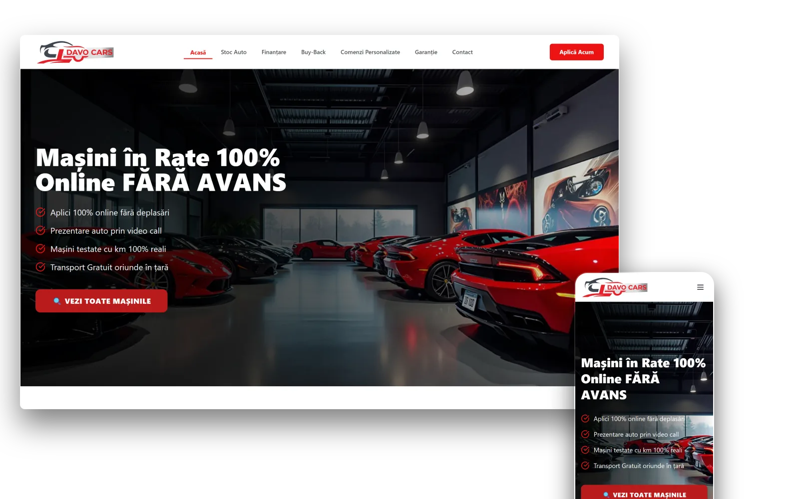 Site DAVO CARS pe desktop și mobil