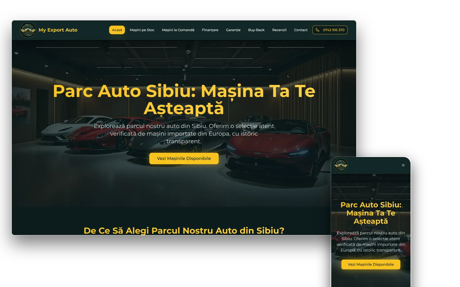 Site My Export Auto pe desktop și mobil